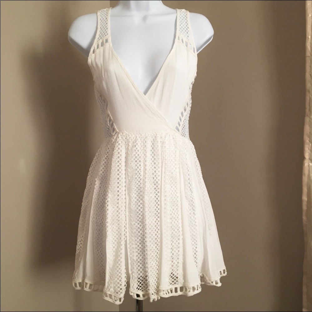 LF cream netting mini dress